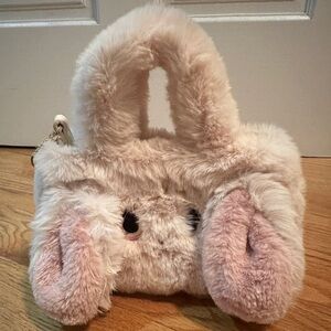 Plush Bunny Faux Fur Handbag in Blush
